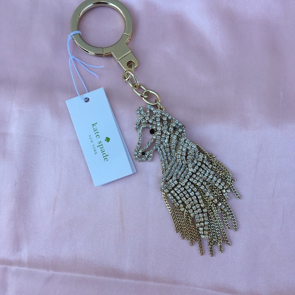 Kate Spade Rhinestone Horse Gold Key Fob - Picture 1 of 4